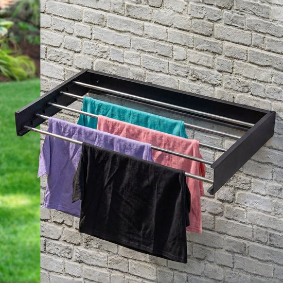 Vonia Wandtrockengestell - Wäscheständer - Wandtrockengestell - 80 x 40 cm - Schwarz