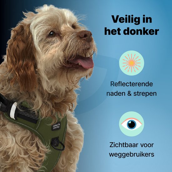 Jake und Jacky Hundegeschirr - Anti-Zieh-Geschirr - Hundegeschirr - Y-Geschirr Hund - Reflektierend - M - Grün