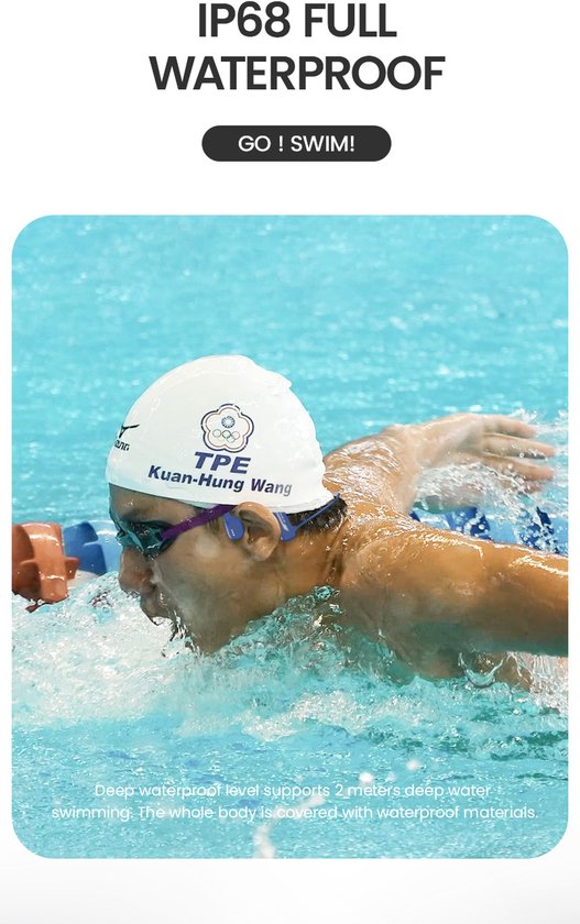 OPENAIR Bone x2 - Wasserdichte Schwimm-Kopfhörer mit MP3-Player 32GB & Bluetooth 5.2 - Knochenleitungs-Sport-Kopfhörer - IPX8 wasserdicht - kabelloses Schwimm-Headset für Schwimmen, Laufen & Fitness