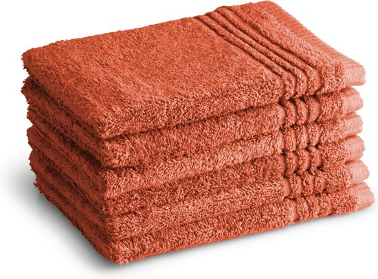 PHLOX Supreme Waschlappen 16x21 - 6er Set - Schwergewicht 600 g/m2 - Terracotta