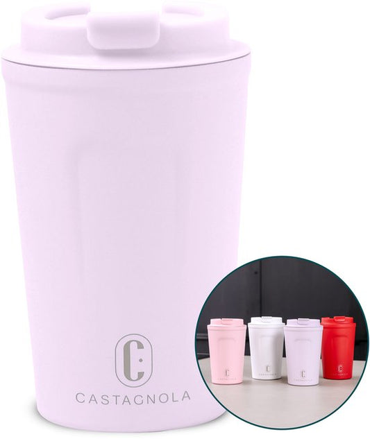 Castagnola Thermosbecher - Kaffeebecher To Go - Reisebecher für Kaffee und Tee - Teebecher - 380 ML - Edelstahl - Violett