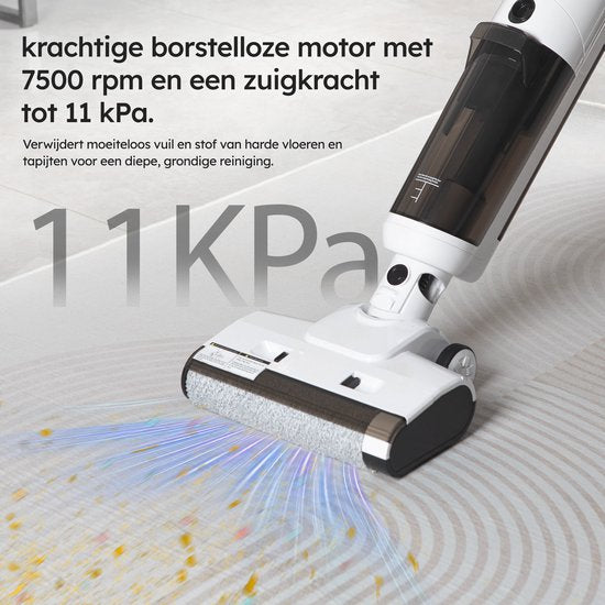 Saaf Floor Cleaner M200 - 45 min Batterie - Elektro-Mop - Stielstaubsauger mit Wischfunktion - Display & Reinigungsstation - Wassersterilisation - Weiß