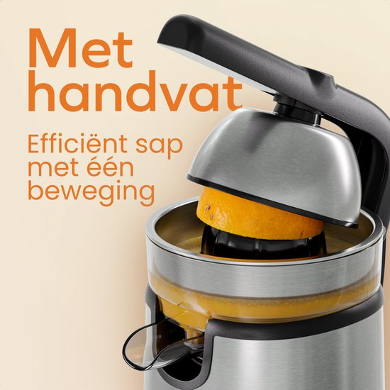 KitchenBrothers Zitruspresse - Mit Ausgießer und Griff - 0.35L - Edelstahl