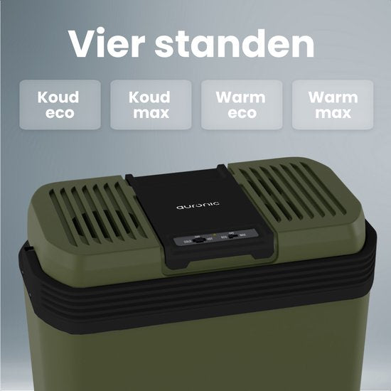 Auronic Coolbox Electric 12V und 230V - 20L - Camping-Kühlschrank - Auto - Kühlung und Heizung - Kühlbox - Grün