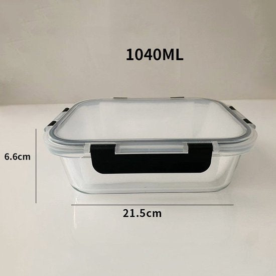 Ceruzo Meal Prep Trays - 5 Stück Frische-Schalen - Borosilikatglas- Luftdicht- 21,5 x 16 x H6,6 cm