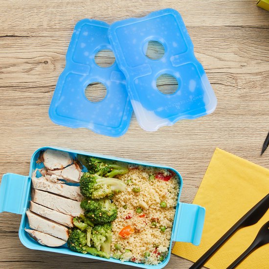 Kühlelemente für Kühlbox und Kühltasche - 4er-Pack - Flache, kleine und Mini-Gefrierelemente für Reise, Picknick und Camping - Kompakte Gel-Kühlelemente - Sunflake