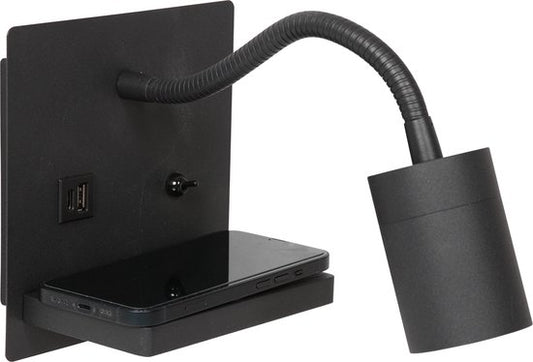 Mexlite Wandleuchte Upround - schwarz - Metall - 3654ZW