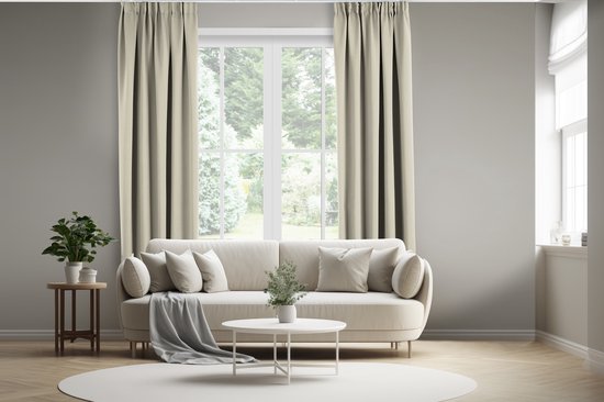 LIFA LIVING Vorhang - Beige - Verdunkelung & Schalldämmung - Vorhänge mit Haken - 100% Polyester - 300 x 250 cm - 1 Stück