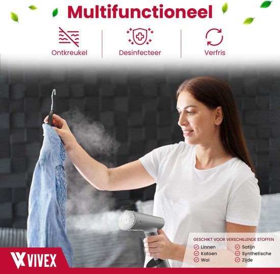 Vivex® Wäschedampfer - Handdampfer für Kleidung - Dampfer - kostenloser Aufsatz + Extra-Behälter