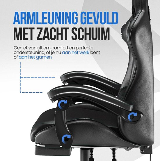 Avalo Gaming Chair - Game Chair - Ergonomischer Bürostuhl Verstellbar - Game Chair - Gaming Chair - Schwarz/Blau