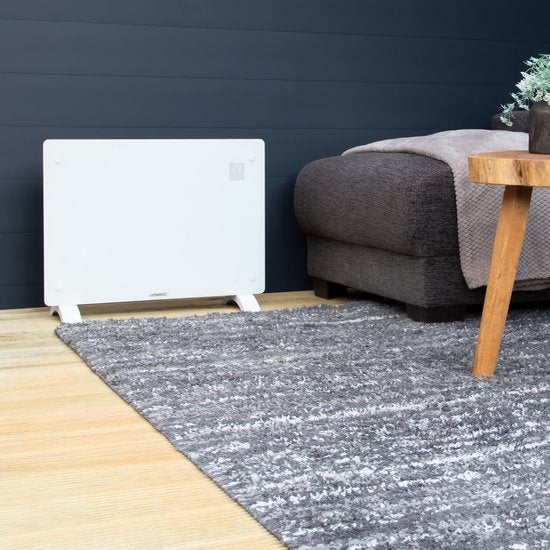 VONROC Luxury electric heater - Mit Glasscheibe - 750W/1500W - Beheizt Räume bis zu 18m2 - Mit App (über Wifi) als auch manuell - Einstellbarer Thermostat und Timer - Weiß