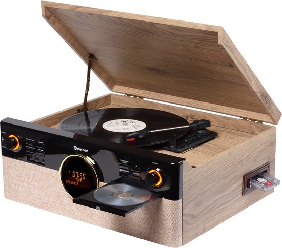 Denver Retro-Schallplattenspieler - Radio - CD - Kassette - Bluetooth - mit automatischer Abschaltung