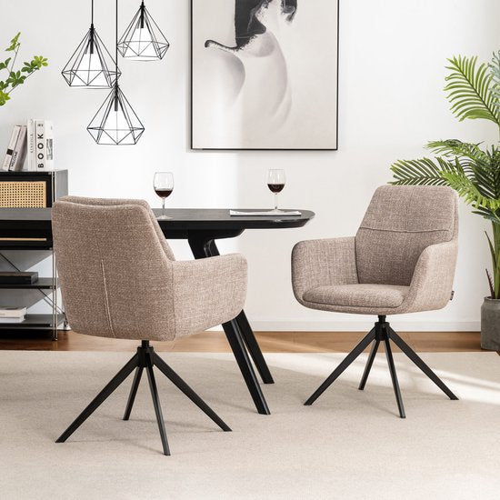 Furnihaus Esszimmer-Drehstuhl Milou mit Armlehne Taupe