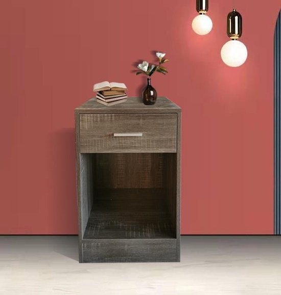 Nachttisch - Dielenschrank - mit Schublade - 60 cm hoch - braun