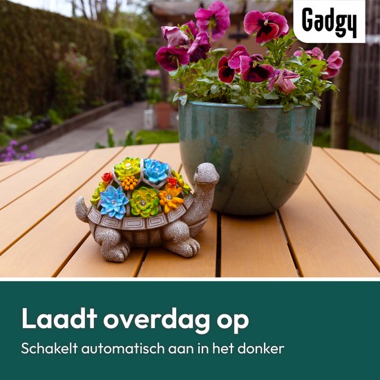 Gadgy Solar-Gartenleuchte Schildkröte - Solarenergie-Gartenleuchte - Solar-Tischlampe - Außenlampe Gartenstatue - Gartenlaterne mit Tag/Nacht-Sensor - Beleuchtung für draußen - Gartenlaterne