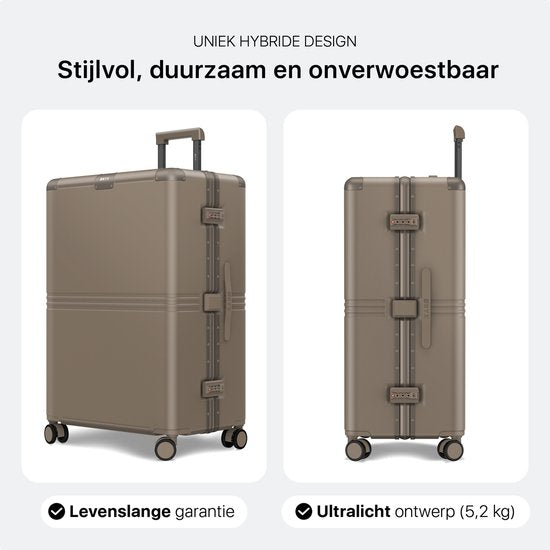 ONYX Hybrid Pro Check-in Koffer Large 100 Liter - Recyceltes Polycarbonat und reißverschlussloses Design - Reisekoffer mit TSA-Schloss und Spinner-Rollen - Leichter Trolley mit Laptop-Fach - Desert Clay
