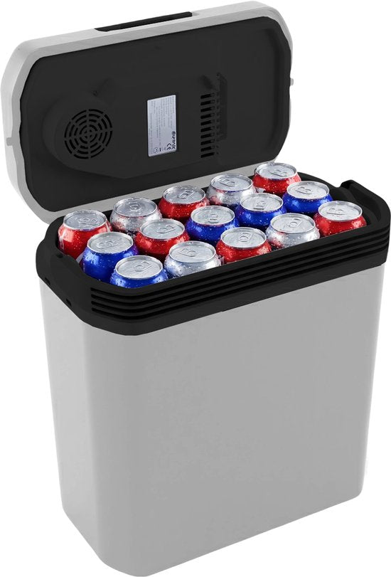 Auronic Coolbox Electric 12V und 230V - 20L - Camping-Kühlschrank - Auto - Kühlung und Heizung - Kühlbox - Hellgrau