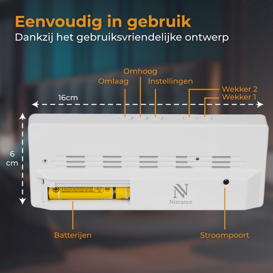 Nuvance Digitaler Wecker - Digitaluhr - Wecker für Kinder & Erwachsene - Reisewecker - Schlafzimmer - Led Wecker Digital