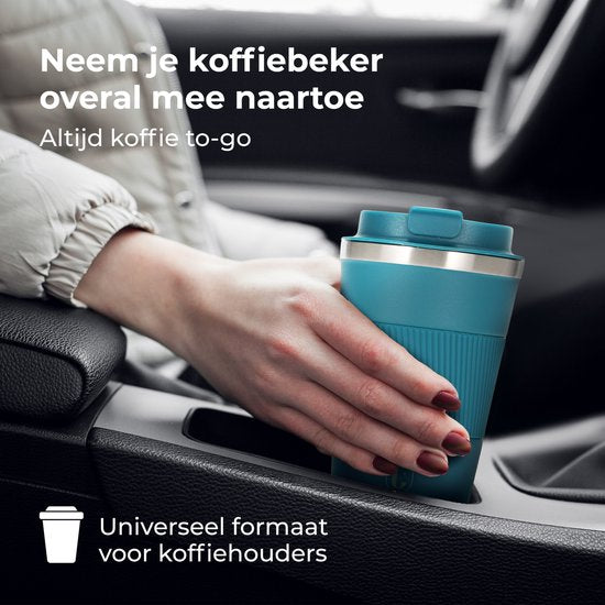 Castagnola Thermos Cup - Kaffeebecher To Go - Reisebecher für Kaffee und Tee - Teebecher - 380 ML - Edelstahl - Blau
