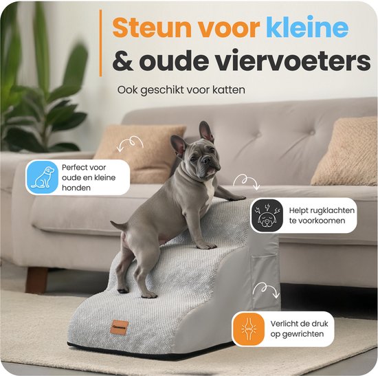 Pawesome - Hundetreppe für Hunde - Hundetreppe - 3 Stufen - 40 x 60 x 40 - extra stabil und komfortabel - 30D Material