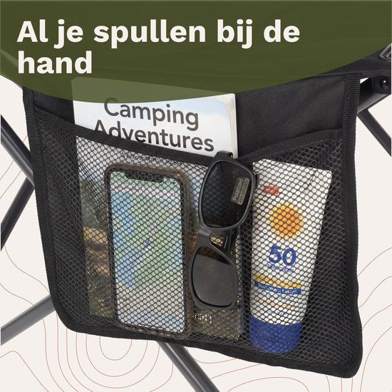 TRVLMORE Campingstuhl XXL - faltbar - 160KG Tragkraft - Inkl. Tragetasche - Klappstuhl - Angelstuhl - Campingstuhl - Klappstuhl - Schwarz