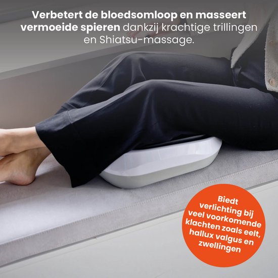 QLT VibroPulse Pro Bein- und Fußmassagegerät - Shiatsu-Massagegerät mit 10 Programmen und 20 Geschwindigkeiten - Sofortige Schmerzlinderung - Weiß