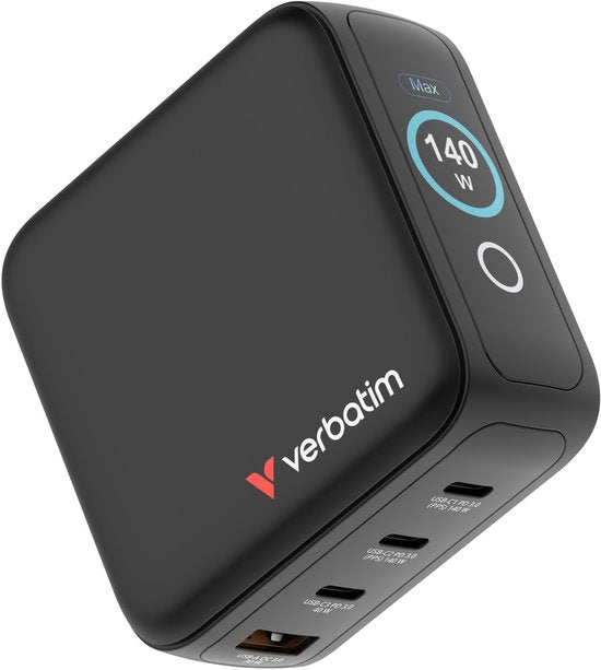 Verbatim Mini-GaN-Ladegerät 140 W mit Display