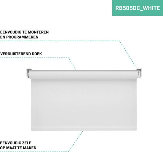 VONROC SMART BLINDS - Elektrisches Rollo - Verlängerung - 100 x 190 - Weiß - Ohne Fernbedienung und Ladekabel