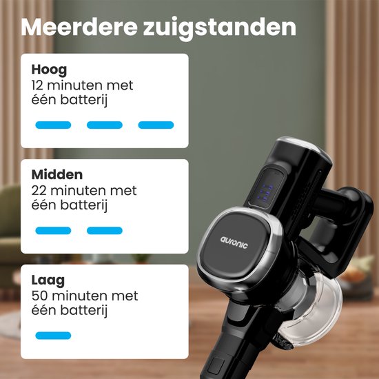 Auronic Stabstaubsauger Cordless - Selbststehender Stabstaubsauger - Ohne Beutel - 220W - Staubsauger - Schwarz