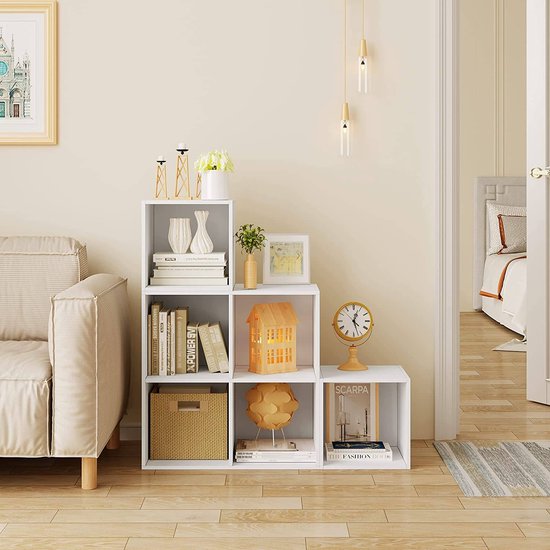 Woltu 6-Regal Bücherregal - 90 x 90 x 30 cm - weiß MDF - modular und stilvoll