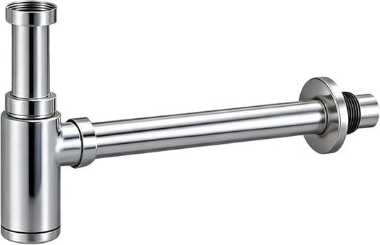 Mirlux - Siphon aus verchromtem Edelstahl - Universal-Waschbeckensiphon Ø32 mm - Verstellbar 300 x 243 mm - Inklusive Wandrosette - Design-Siphon für Waschbecken und Spüle