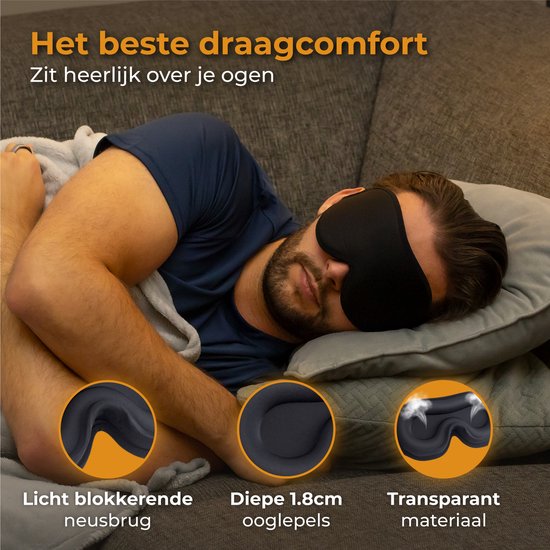 Nuvance - Verstellbare Schlafmaske - 100% Verdunkelung - Atmungsaktiver Memory Foam - für Männer, Frauen und Kinder - Augenmaske Schlaf
