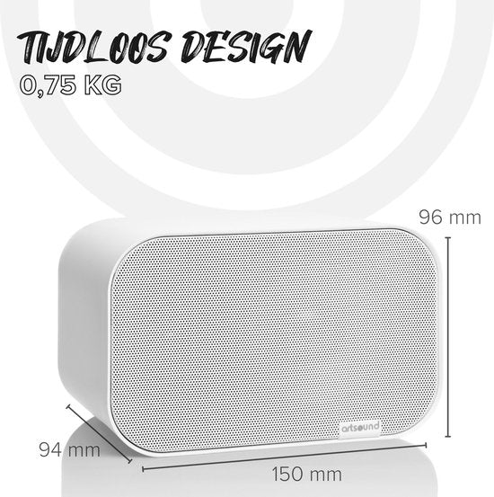 Artsound UNI20, 2er-Set Passivlautsprecher, 2-Wege-HiFi-Lautsprecher, 10-40 Watt, Wandhalterung mit Kugelgelenk, geeignet für Räume bis 20 m² wie Flur, Küche, WC, Farbe: weiß