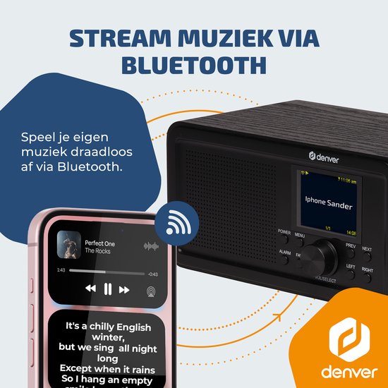 Denver DAB Internet-Radio - DAB - FM - Internet-Radio - Notfallradio - Bluetooth - Alarmfunktion - DIR200