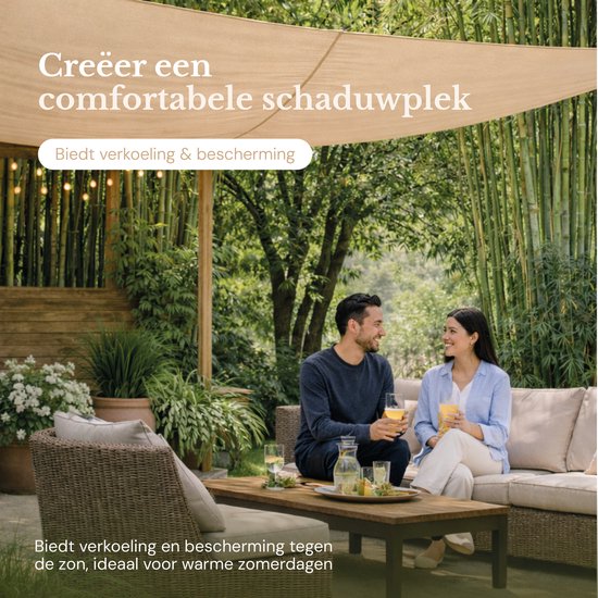 O'DADDY® Schattentuch 4x3m Rechteck - Sonnensegel - Sonnenschutznetz - Markise mit Befestigungsmaterial - Wasserdicht - UV30 Sonnenschutz - Beige