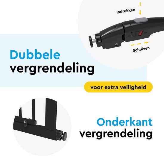 BRASQ Treppentor ohne Bohren - Sicherheitstor - Kindertor mit Verlängerung - 75 bis 93 cm - Ausziehbar - Klemmbefestigung - Metall - Hundetor - Schwarz