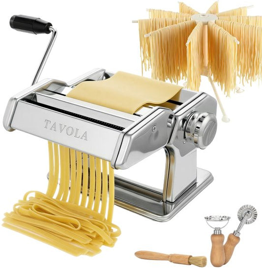 Tavola – Nudelmaschine + Nudeltrockengestell – Nudelmaschine – Nudeln herstellen – Ravioli herstellen – Edelstahl – Einweihungsgeschenk