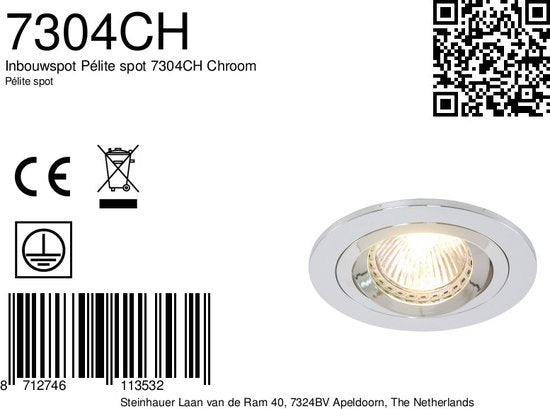 Einbaustrahler Pelite 7304CH in glänzendem Chrom, Ø 10 cm – Modern, schwenkbar, für den Innenbereich geeignet – Steinhauer, Metall, Elektronik, Kunststoff