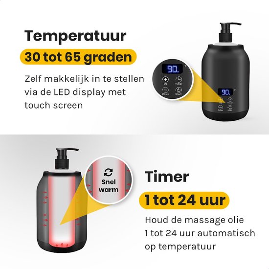 Bolusso Black Massage Oil Heater - Massage Oil Heater 30 To 65 Degrees - Guasha - Massage Device - Includes 2 Dispensers & Massage Tool - Electric Bottle Warmer- Massage Oil Erotic