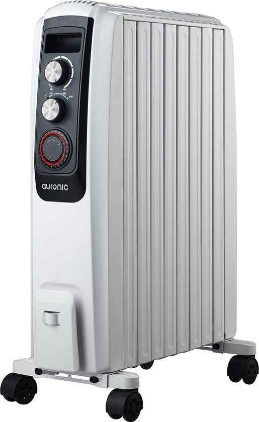 Auronic Ölradiator mit Thermostat - 2000W Heizleistung - Elektroheizung - Timer - 3 Stufen - Weiß