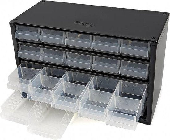 Raaco Stahl-Schubladenschrank mit 19 Schubladen - 30,6 x 15 x 19,5 cm