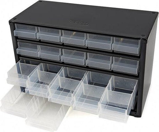 Raaco Stahl-Schubladenschrank mit 19 Schubladen - 30,6 x 15 x 19,5 cm