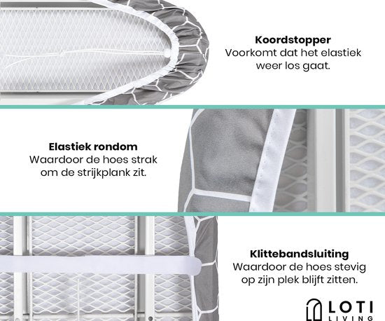 Loti Living Bügeltischbezug 124 x 38 cm - Graphit - Bügeltischbezug - Komplettset - Universal