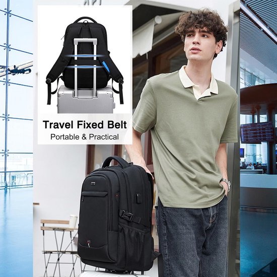 Geräumiger Laptop-Rucksack für Arbeit, Schule und Reisen mit USB-Ladeanschluss