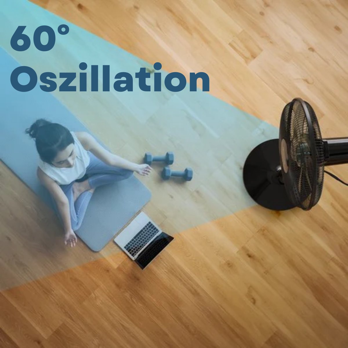 Auronic Stativventilator - Standventilator - Luftkühler - Boden- und Tischventilator - 3-in-1 - 12 Geschwindigkeiten - Leise - Mit Fernbedienung - Schwarz