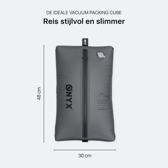 ONYX Aircube™ Vakuumverpackungswürfel - 1 Stück - Inklusive kabelloser Kompressionspumpe - Für Koffer und Taschen - Kofferorganisation - Gepäck- und Rucksackkompression - Grau