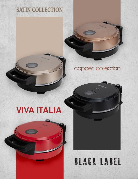 Bestron Turbo-Pizzaofen für Pizzen in 5–10 Minuten, elektrischer Pizzaofen mit einer tatsächlichen Höchsttemperatur von 320 °C, inklusive Pizzastein und 2 großen Holzspateln, Viva Italia, Farbe: Rot