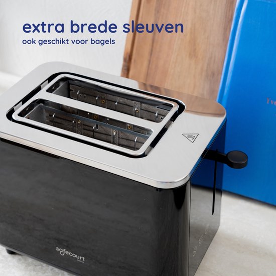 Safecourt Kitchen Toaster - Toaster - 6 Heizstufen - 2 extra breite Schlitze - 920W - Schwarz