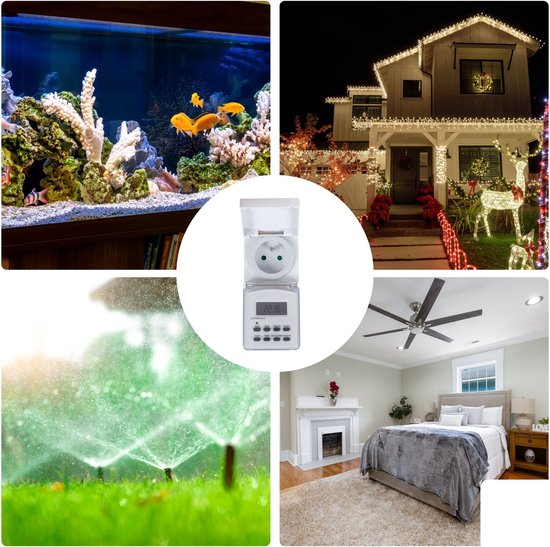 Perel Wochenzeitschaltuhr, digital, 230 V, 32 A, 3600 W, IP44, für den Außenbereich, französische Erdung Typ E, weiß