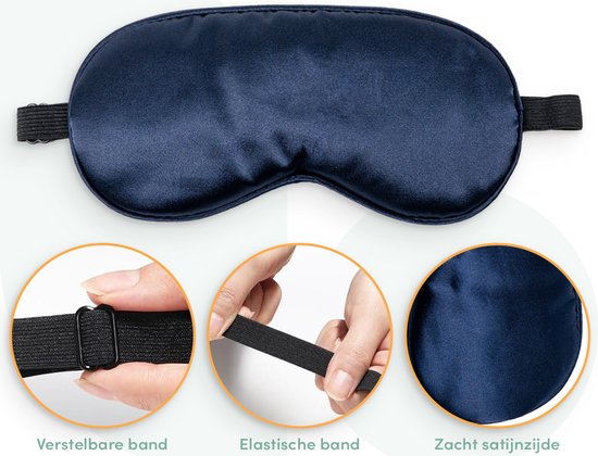 Loti Premium Silk Sleep Mask + Aufbewahrungsbeutel - 100% Verdunkelung Augenmaske - Einstellbar - Augenbinde - Seidig weich - Anti-Falten - Augenmaske - Schlafmaske - Blau